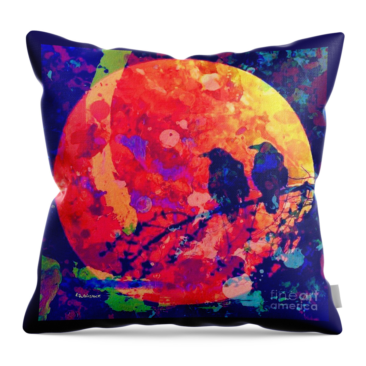 Raven Throw Pillow featuring the painting Moonlight Ravens by Linda Weinstock