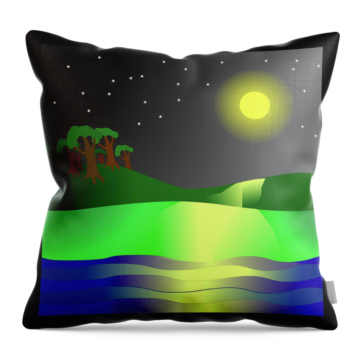 Moon Throw Pillow featuring the digital art Moonlight upon the Land by Teresamarie Yawn