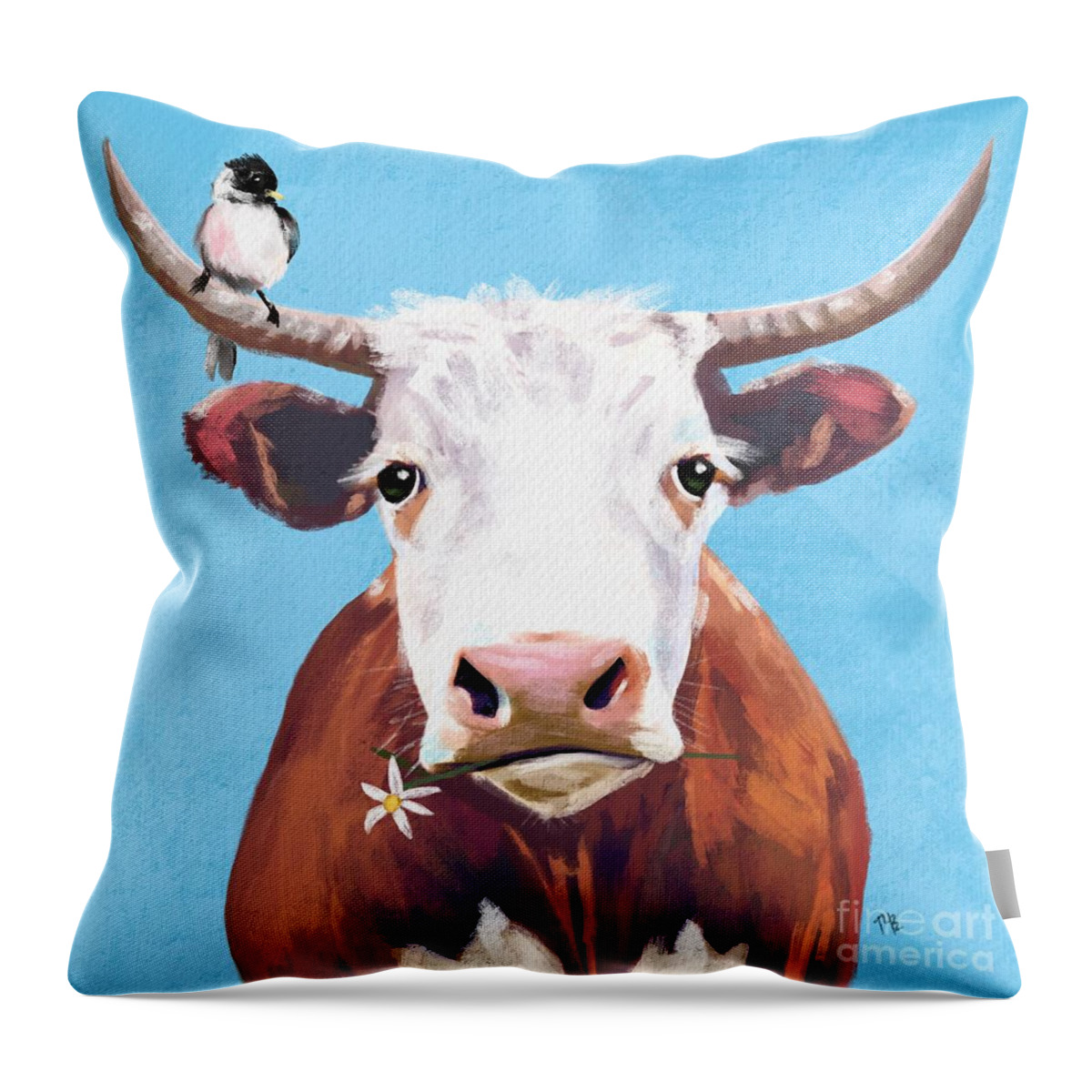 Bradley Throw Pillow featuring the painting Moooood by Tammy Lee Bradley