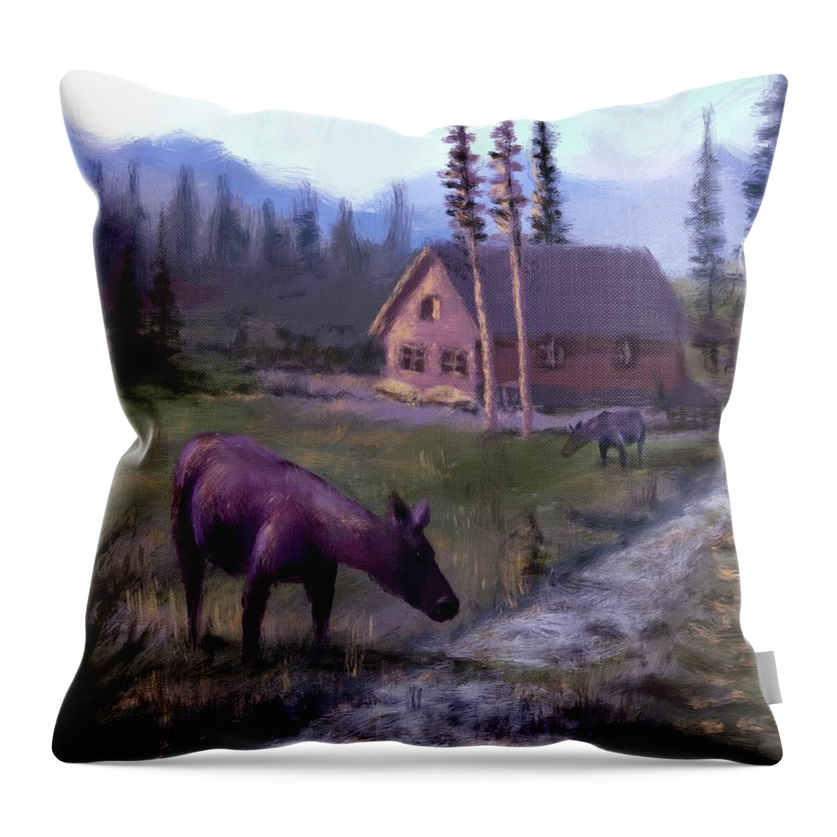 Moose Throw Pillow featuring the digital art Moose Creek by Larry Whitler