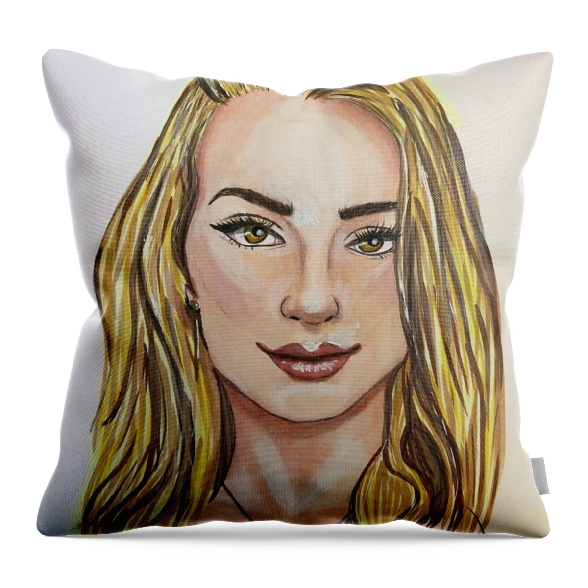 Mor Throw Pillow featuring the drawing Mor by Rebecca Wood