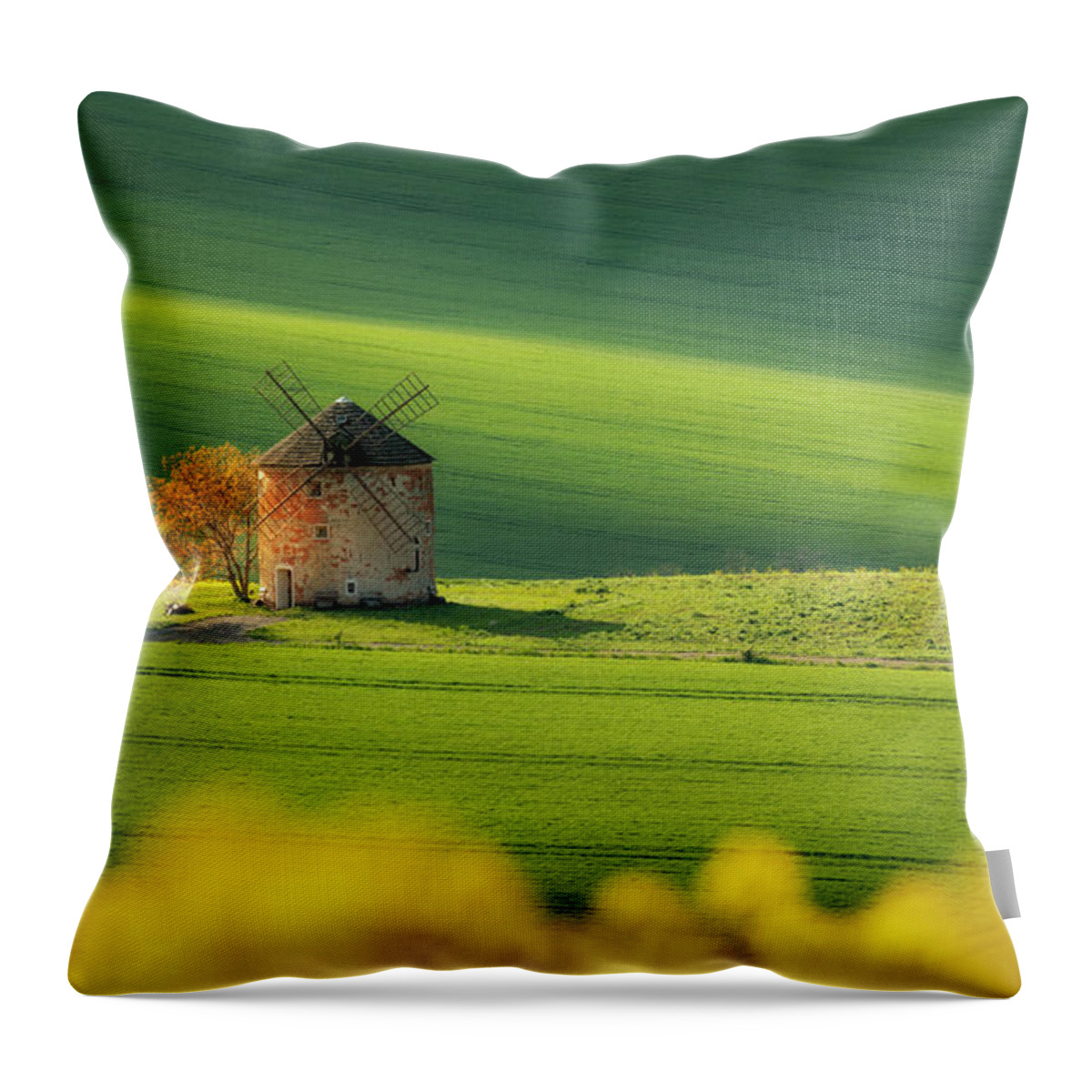 Windmill Throw Pillow featuring the photograph Moravian windmill II by Piotr Skrzypiec