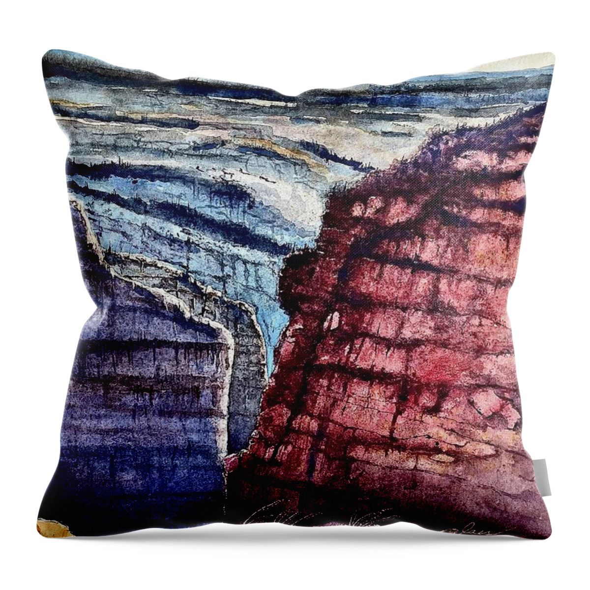 What A Place. Huge Throw Pillow featuring the painting Morning at Canyon de Chelly by John Glass