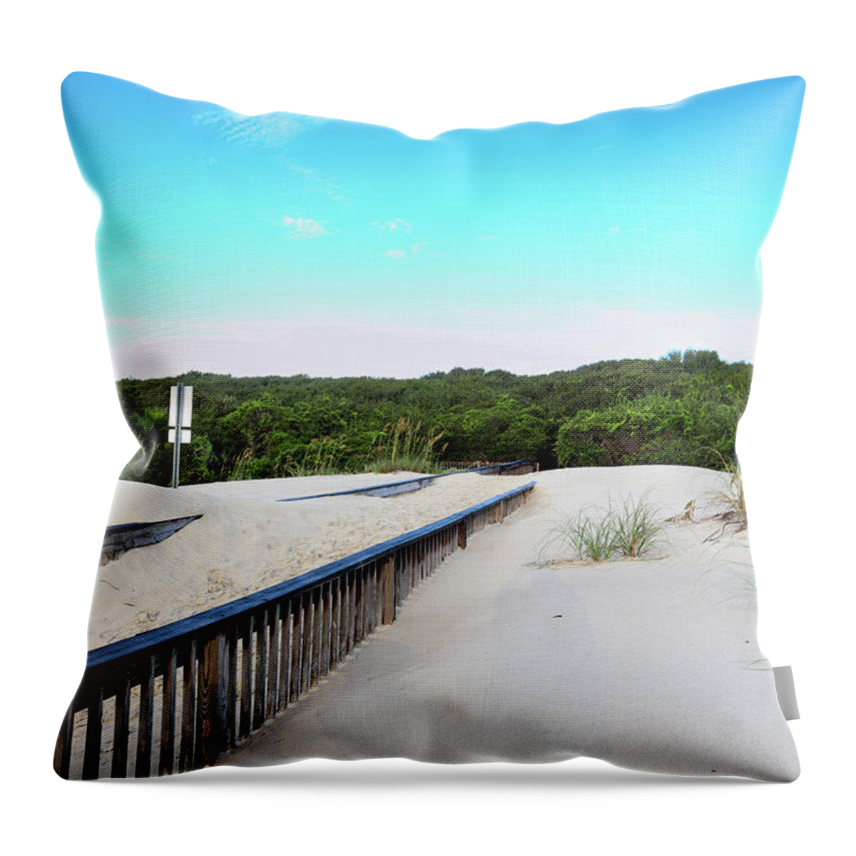 Jekyll Island Throw Pillow featuring the photograph Morning Beach Sand Walking by Ed Williams