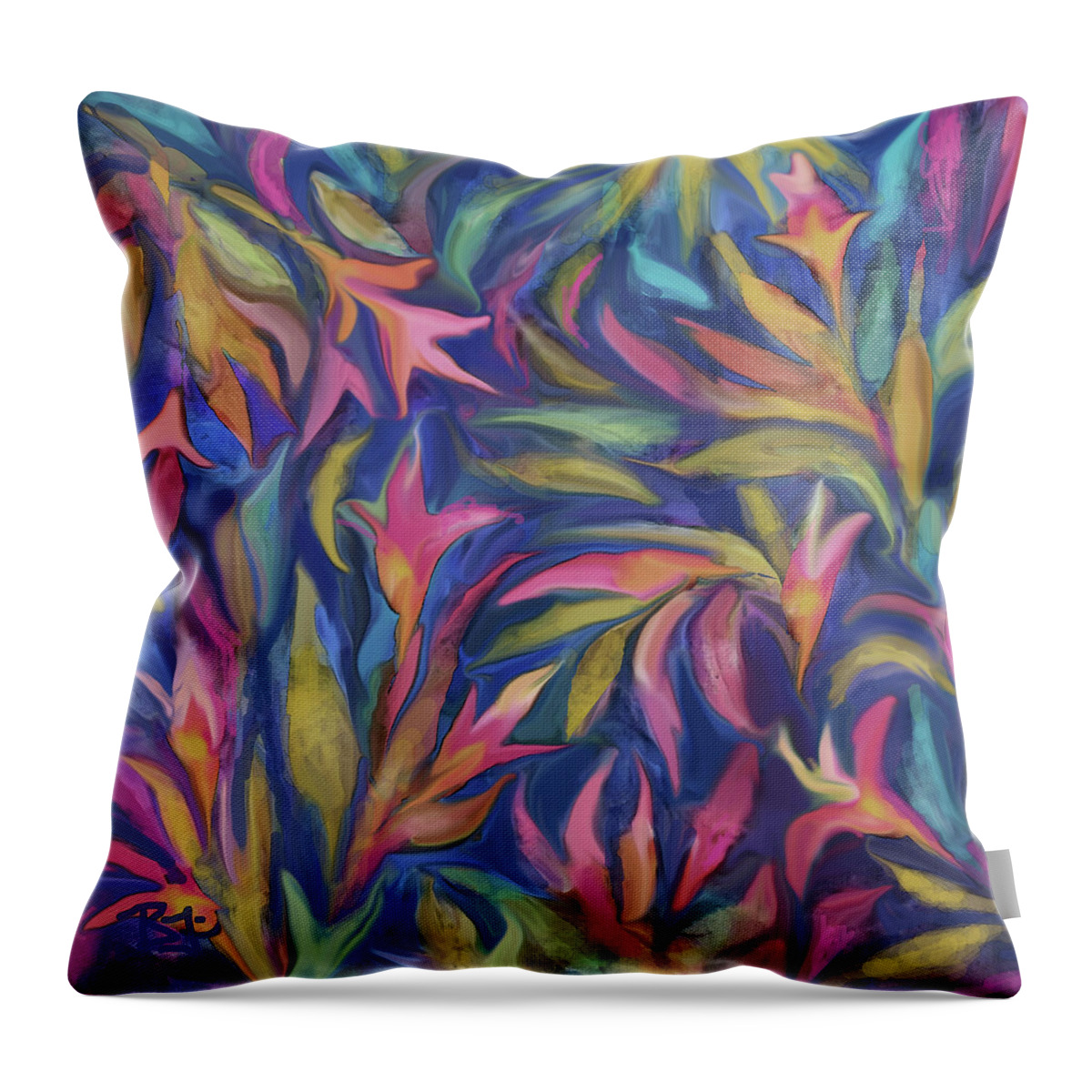 Flower Pattern Throw Pillow featuring the painting Morning Breaks - Pattern by Jean Batzell Fitzgerald