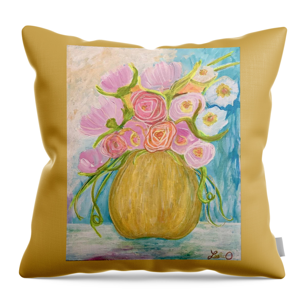 Morning Throw Pillow featuring the painting Morning Flowers by Coco Olson