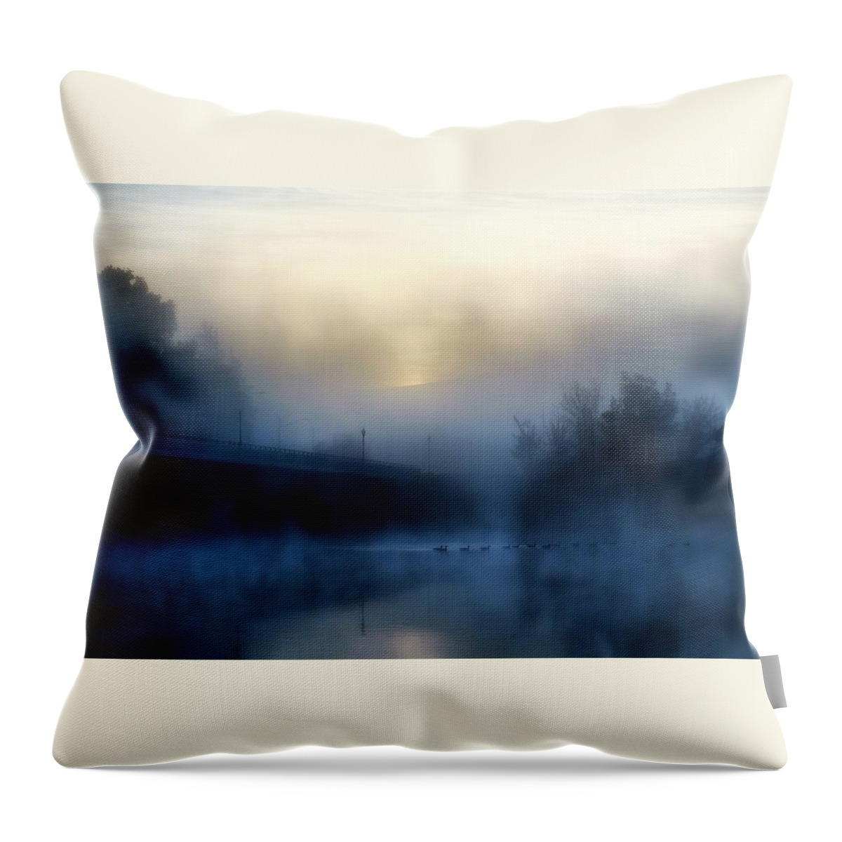 Fog Throw Pillow featuring the photograph Morning fog on the river by Lynn Hopwood
