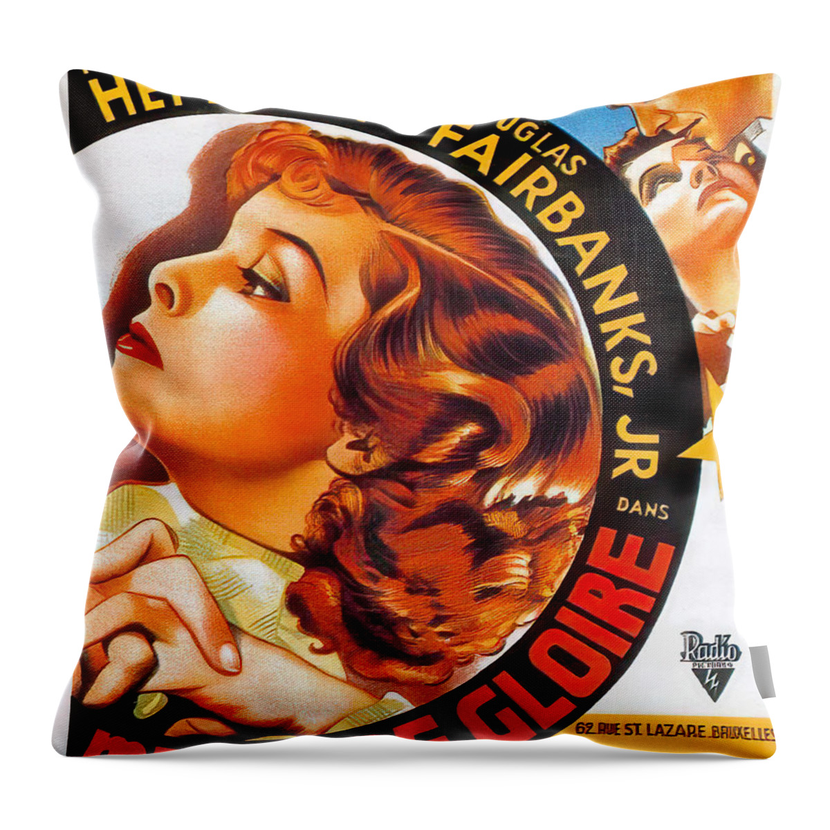 Morning Throw Pillow featuring the mixed media ''Morning Glory'', with Katharine Hepburn and Douglas Fairbanks, Jr., 1933. by Movie World Posters