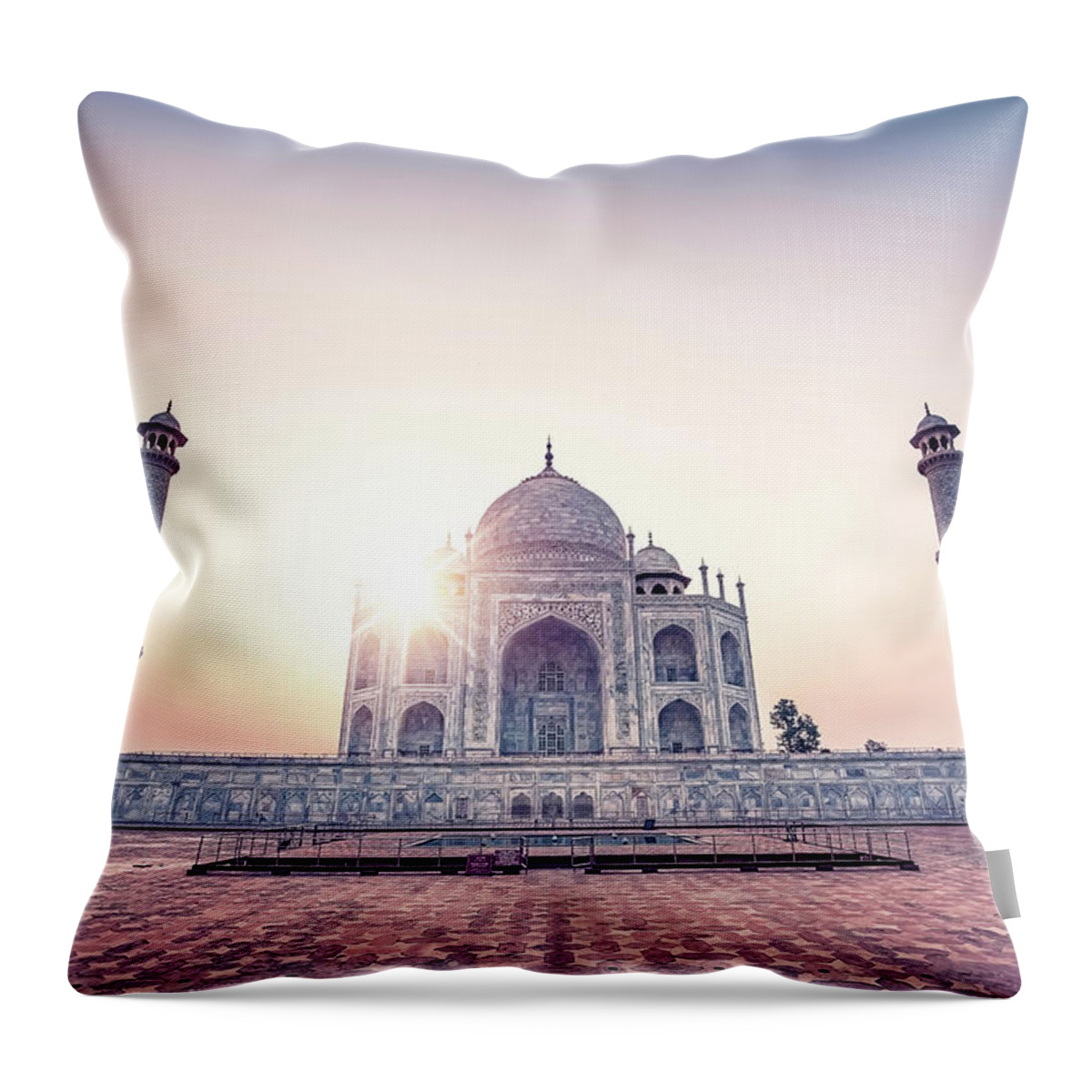 Architecture Throw Pillow featuring the photograph Morning In Agra by Manjik Pictures
