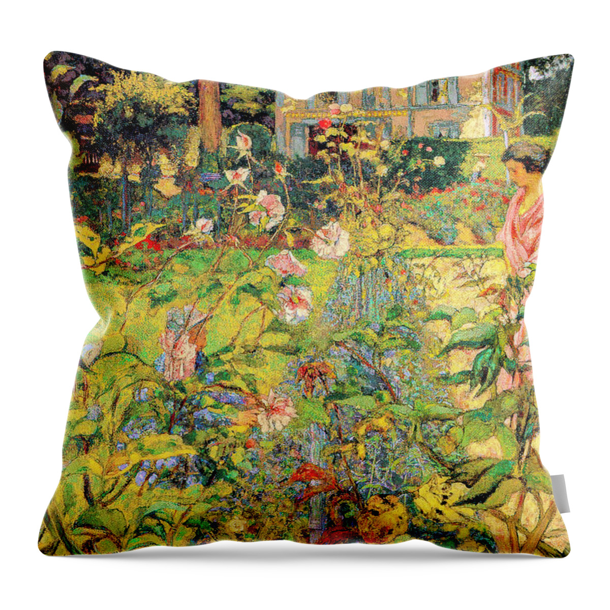 Edouard Vuillard Throw Pillow featuring the painting Morning in the Garden at Vaucresson by Edouard Vuillard
