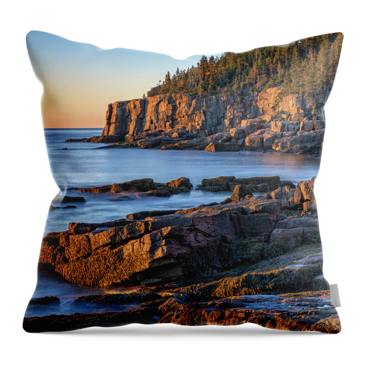 Otter Throw Pillow featuring the photograph Morning Light on Otter Cliff by Rick Berk