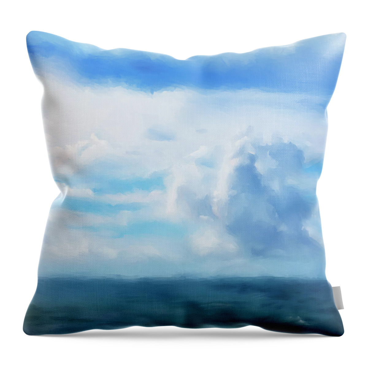 Seascape Throw Pillow featuring the digital art Morning on the OBX by Shawn Conn