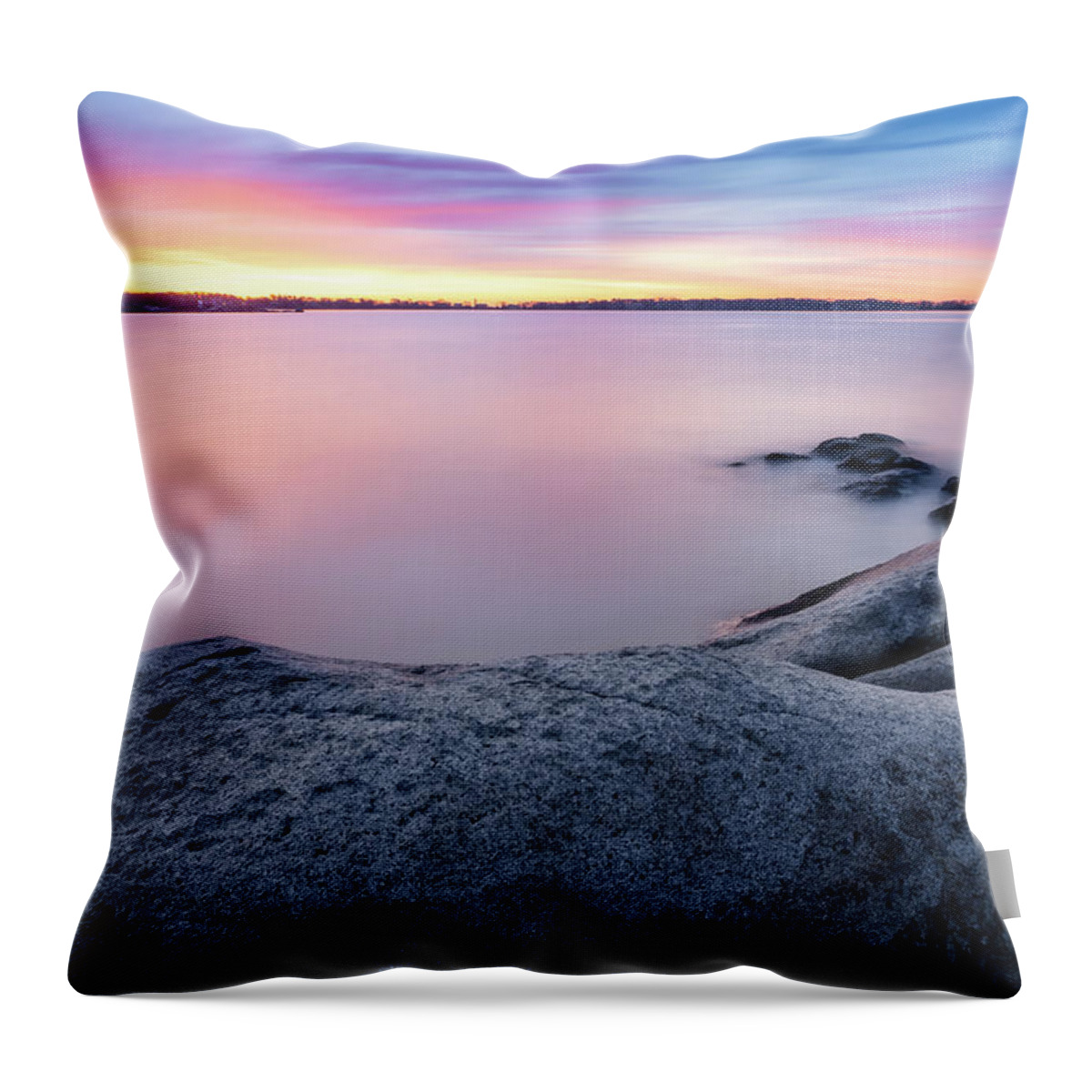 Stage Fort Park Throw Pillow featuring the photograph Morning Pastels,Stage Fort Gloucester MA. by Michael Hubley