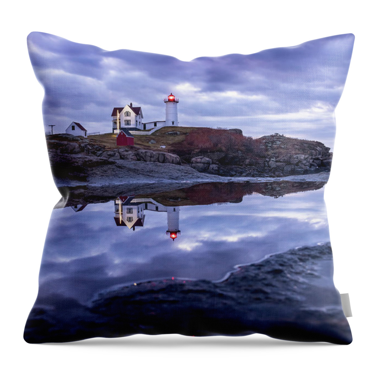 Nubble Throw Pillow featuring the photograph Morning Reflections by John Cannon