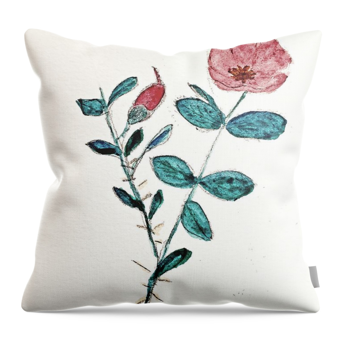 Throw Pillow featuring the painting Morning Rose in January by Margaret Welsh Willowsilk
