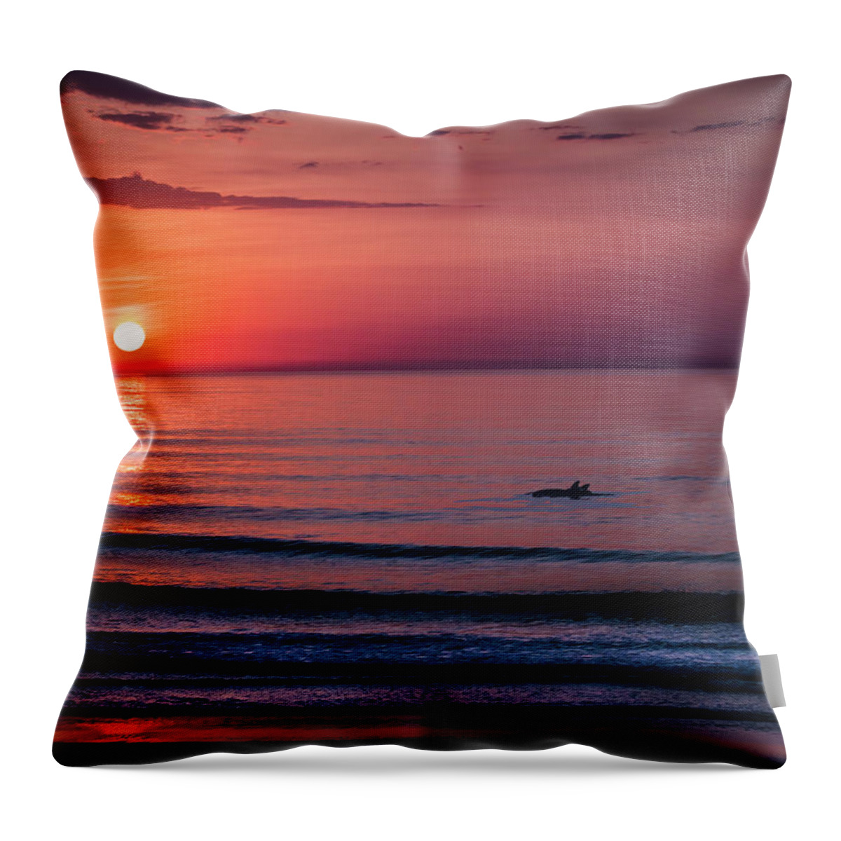Ocean Throw Pillow featuring the photograph Morning Swim by Skip Tribby