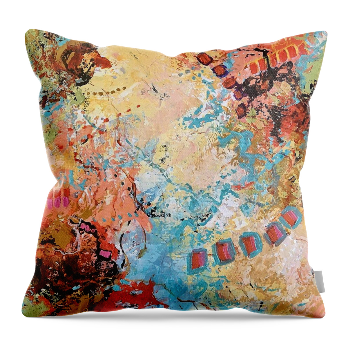 Acrylic Abstract Throw Pillow featuring the painting Morning Warmup by Suzzanna Frank