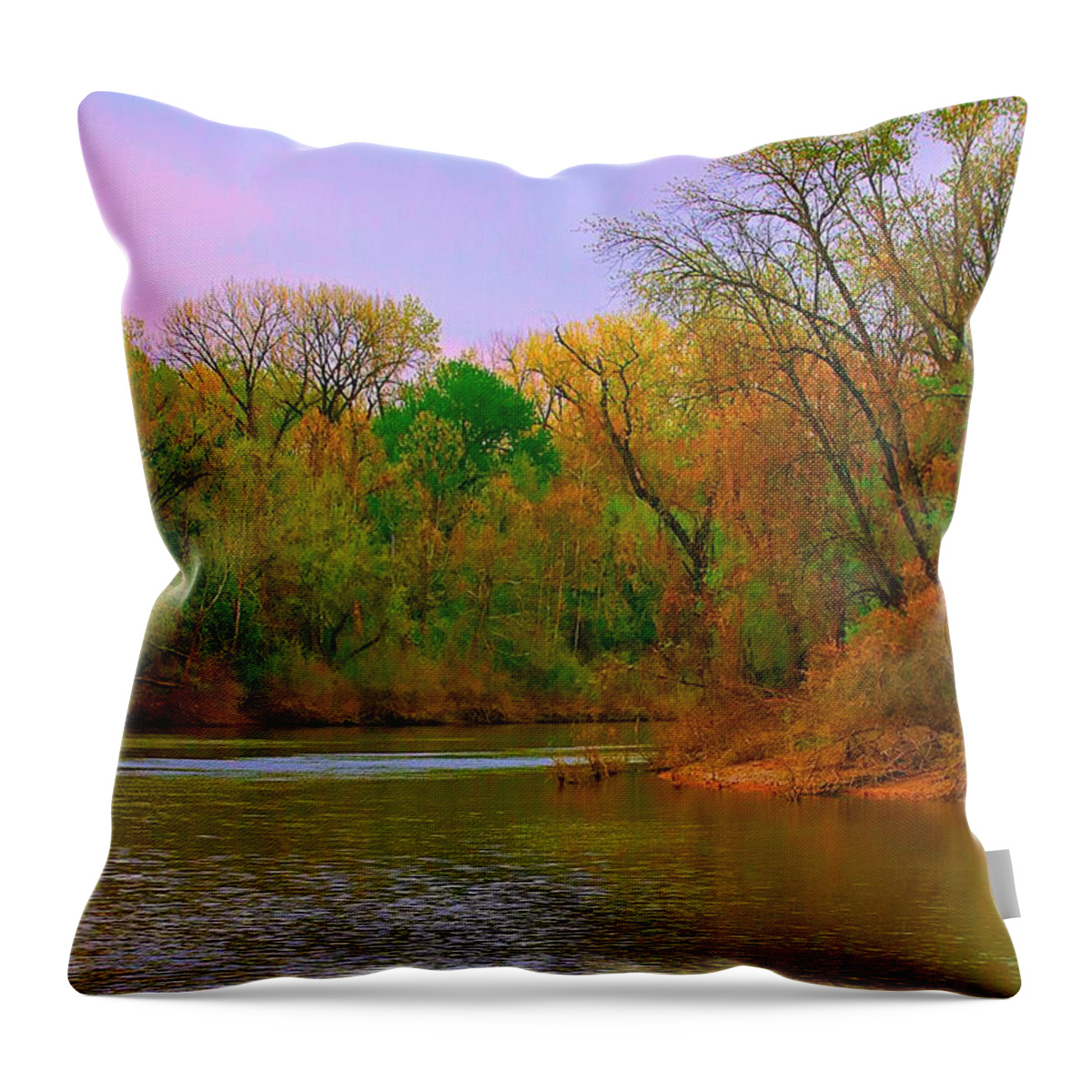 River Throw Pillow featuring the photograph Morning's Calling by Steve Warnstaff