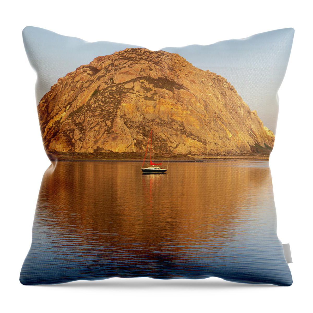 Morro Rock Throw Pillow featuring the photograph Morro Rock by Gina Cinardo