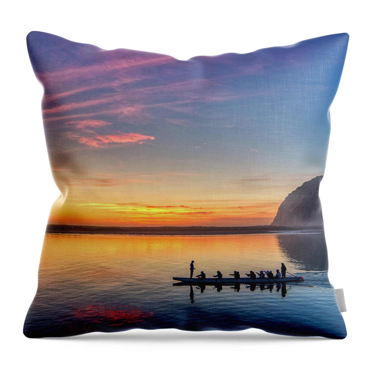 Morro Rock Throw Pillow featuring the photograph Morro Row by Beth Sargent