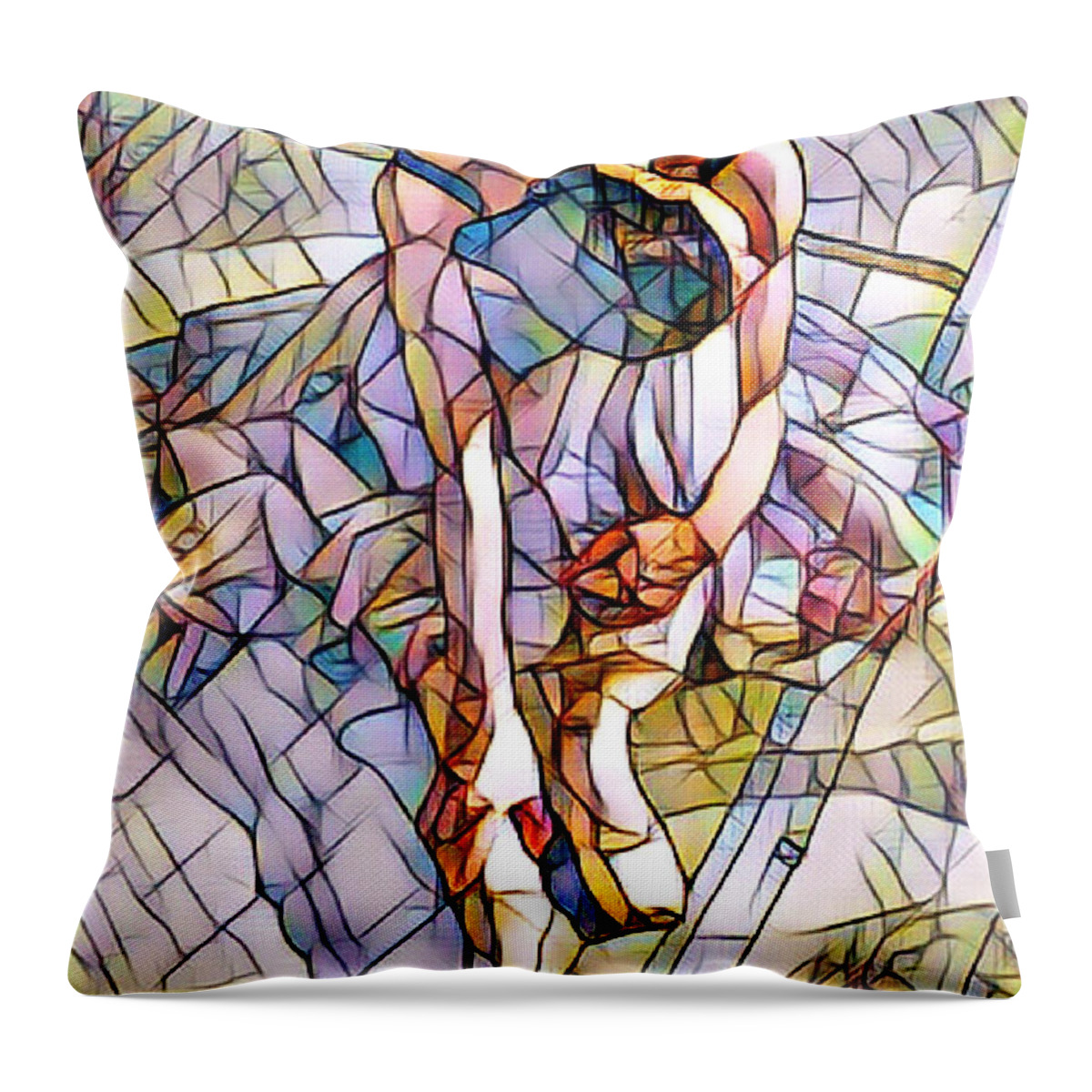 Fineartamerica Throw Pillow featuring the digital art Mosaic Portret ballet by Yvonne Padmos