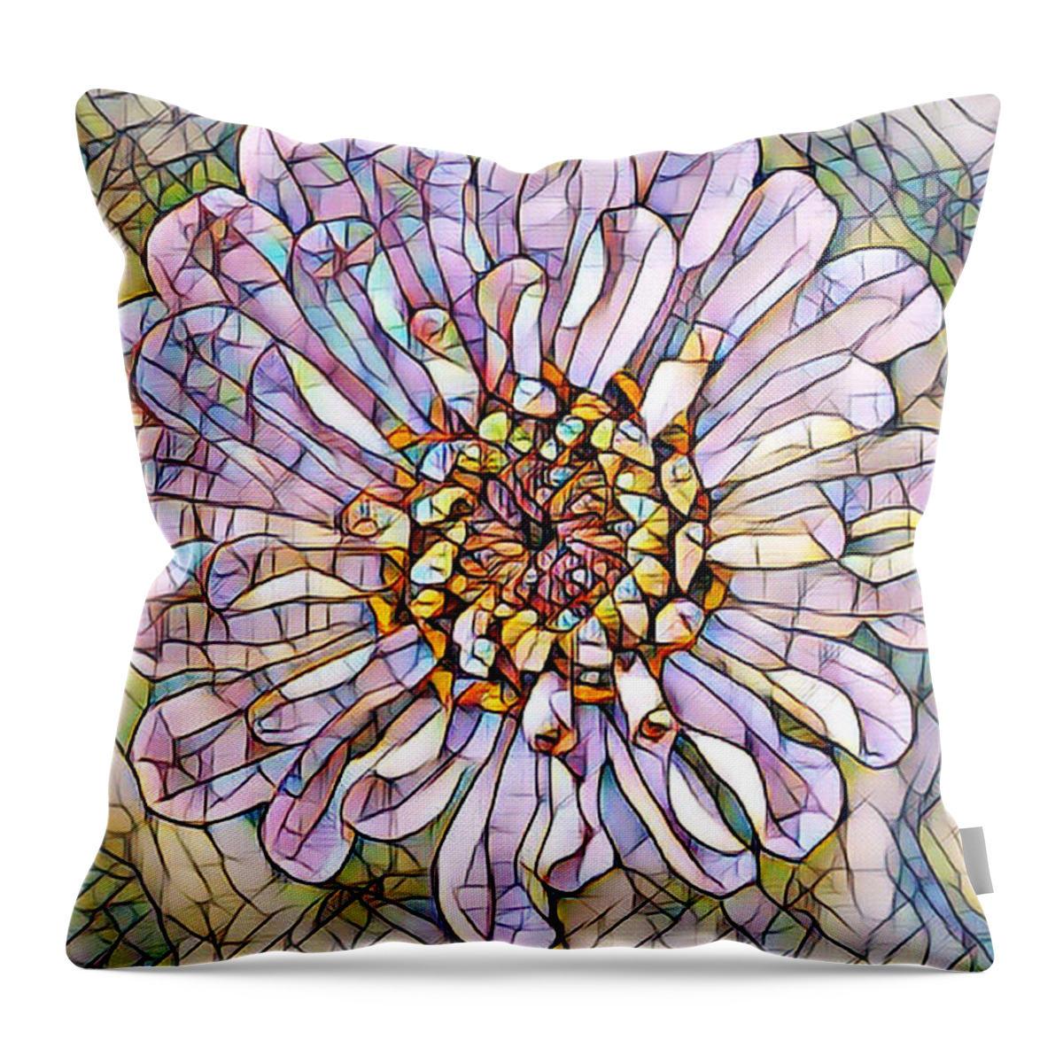 Fineartamerica Throw Pillow featuring the digital art Mosaic Portret flower by Yvonne Padmos