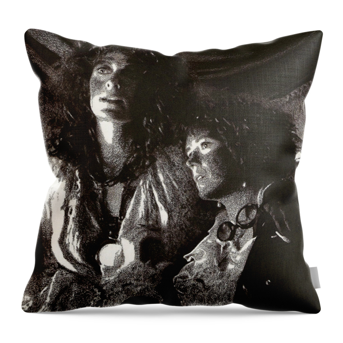Female Throw Pillow featuring the drawing Mother and Daughter by Mark Baranowski