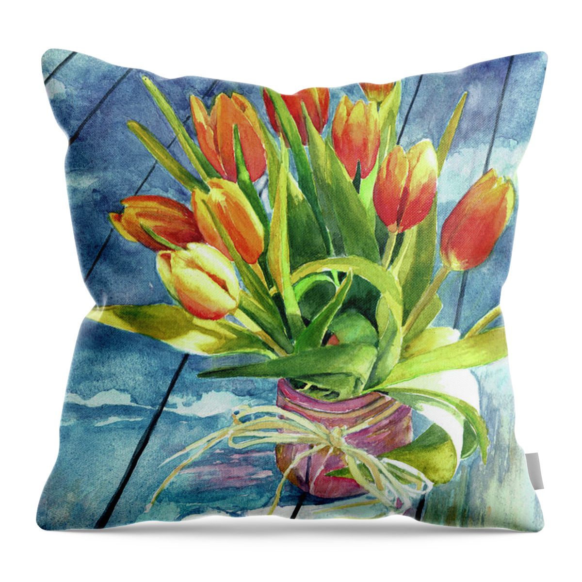 Floral Throw Pillow featuring the painting Mother's Day Bouquet by Susan Herbst