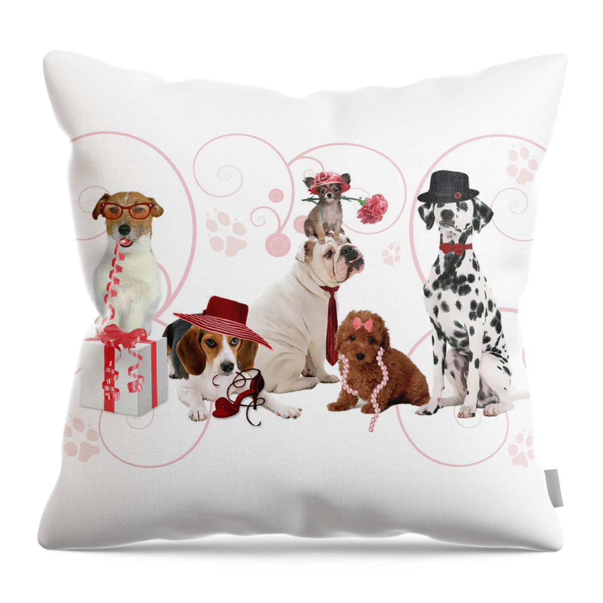 Happy Mother's Day Throw Pillow featuring the digital art Mother's Day for Dog Lover in Pink by Doreen Erhardt