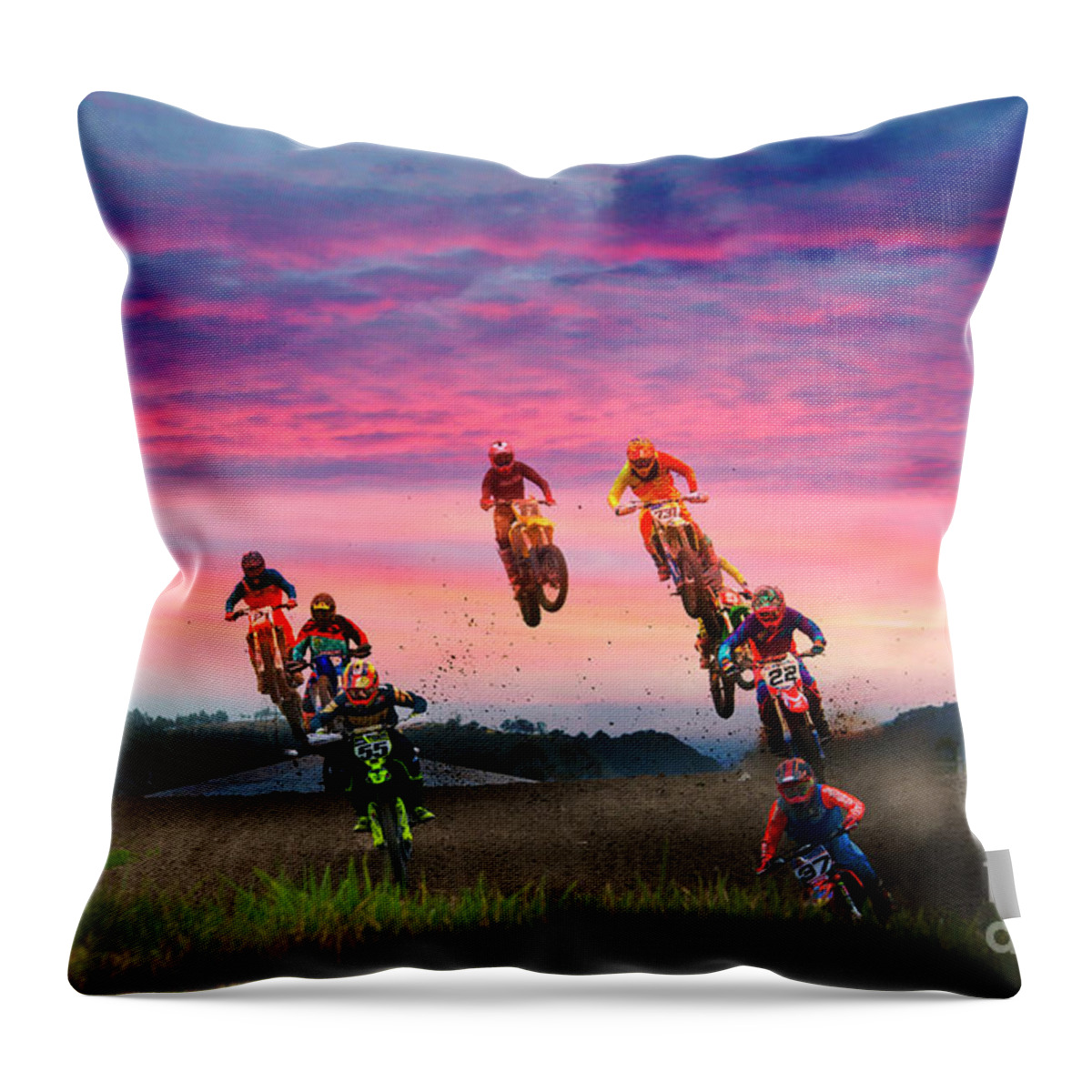Motocross Throw Pillow featuring the photograph Motocross Is Not For Sissies VI by Al Bourassa