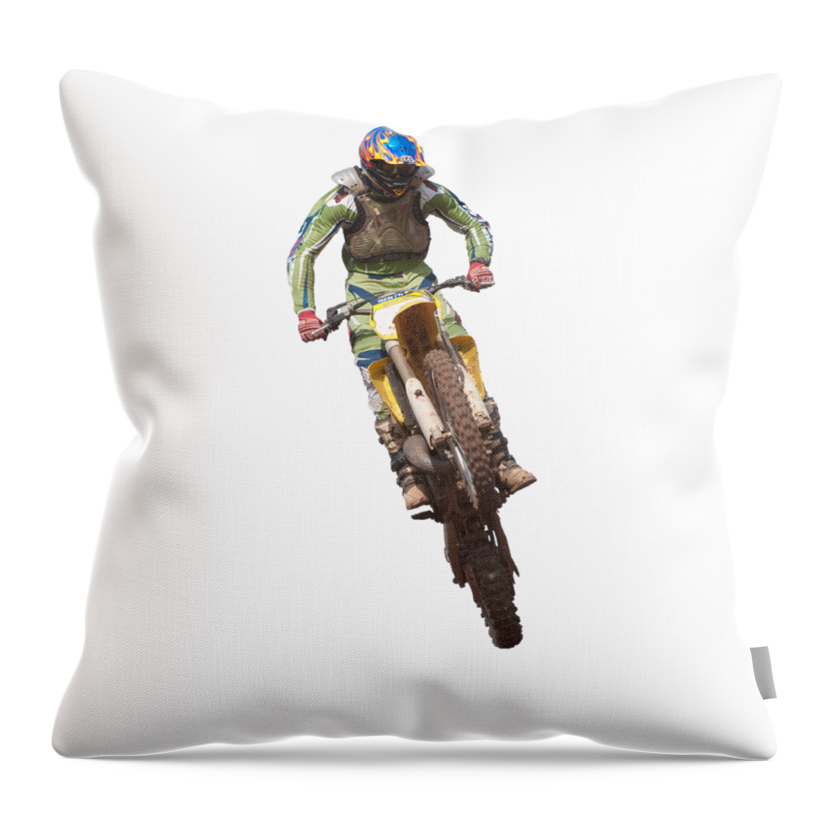 Motorcross Throw Pillow featuring the photograph Motocross rider by Roy Pedersen