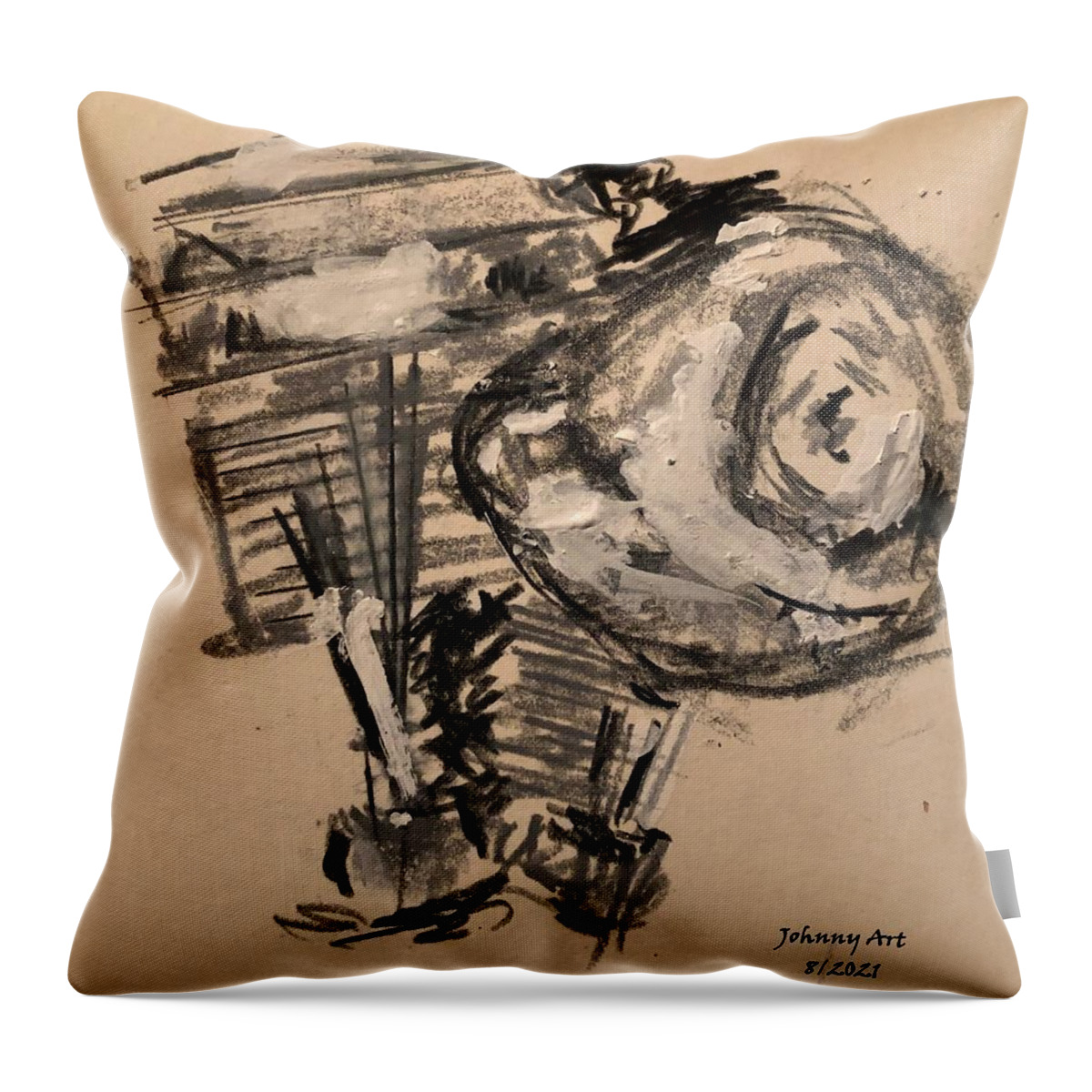 Harley Davidson St Augustine Beach Florida Usa Throw Pillow featuring the painting Motor Head by John Anderson
