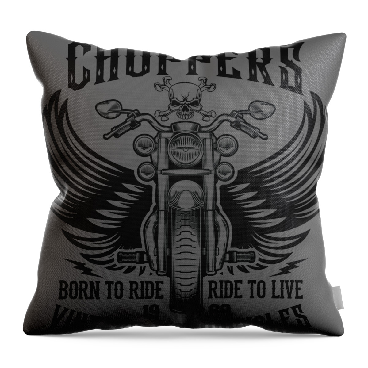 Motorcycle Throw Pillow featuring the digital art Motorcycle Lover Gift Choppers Biker by Jeff Creation