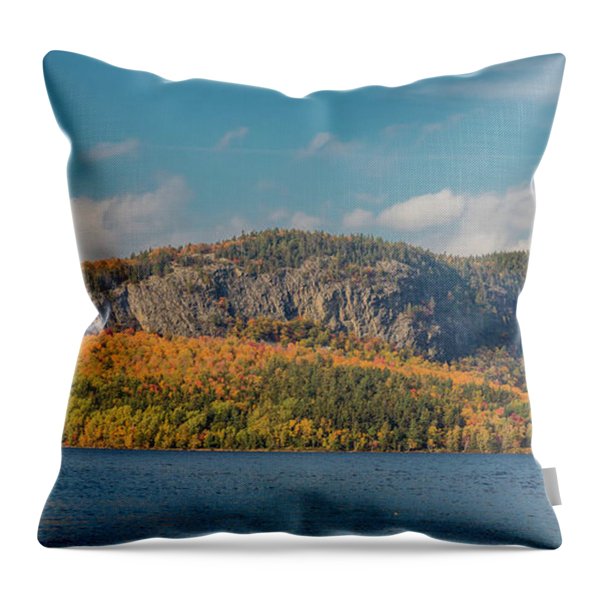 Mount Kineo In Autumn Throw Pillow featuring the photograph Mount Kineo In Autumn by Dan Sproul