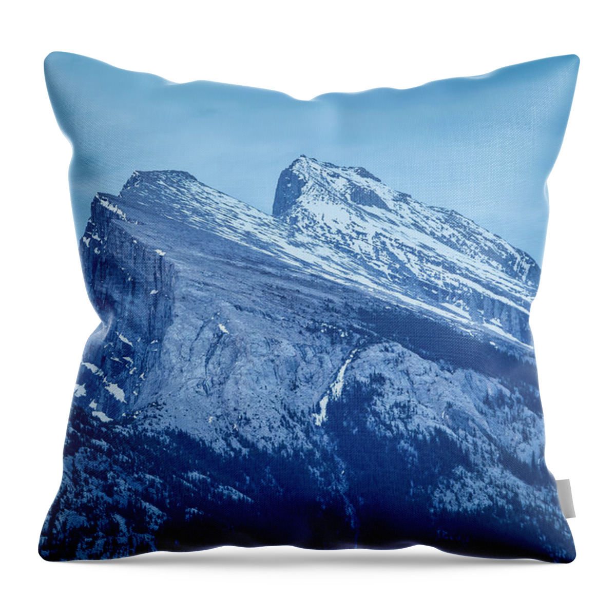 Banff Throw Pillow featuring the photograph Mount Rundle mountain peaks in Banff Canada by Rick Deacon