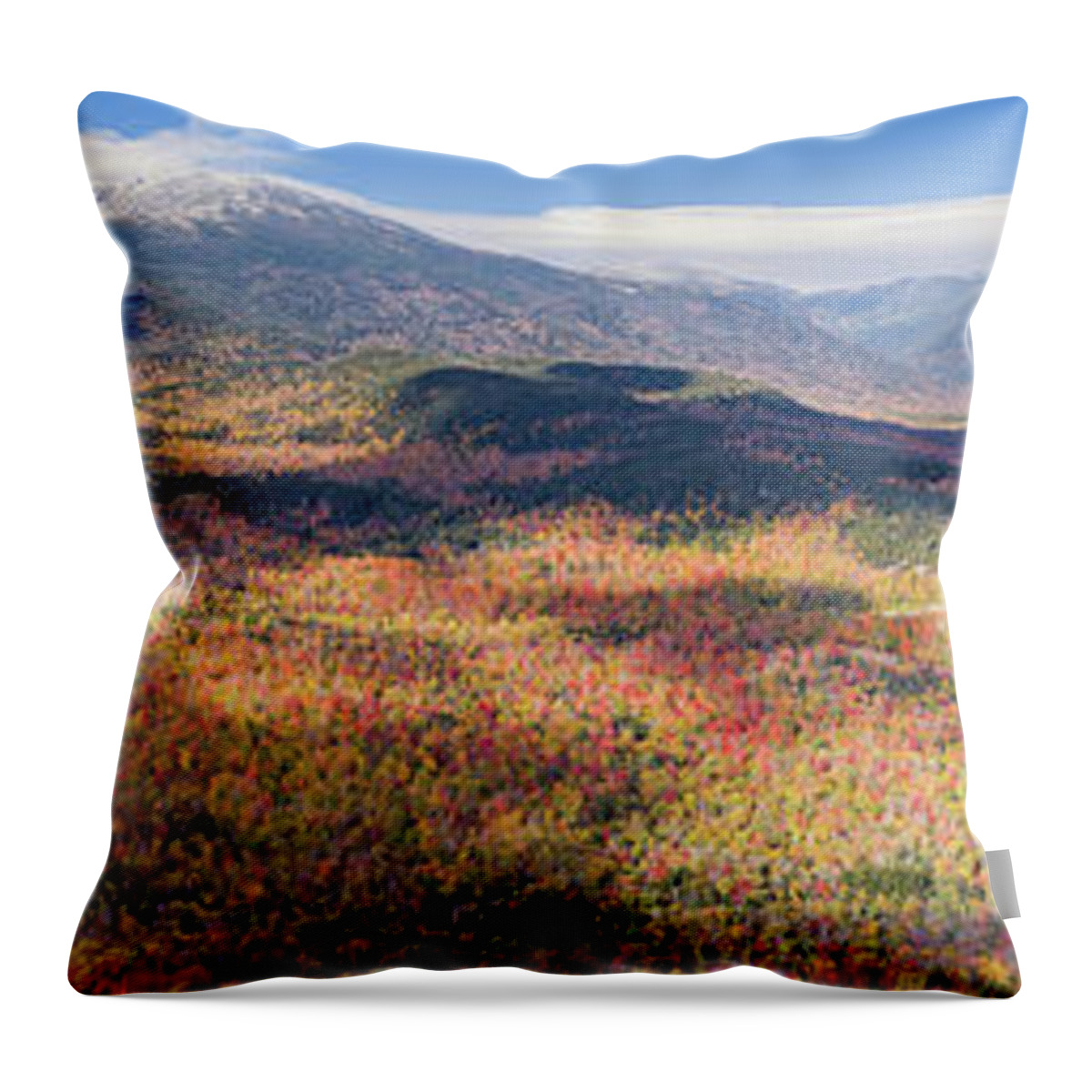 White Mountains Throw Pillow featuring the photograph Mount Washington Panorama by John Rowe
