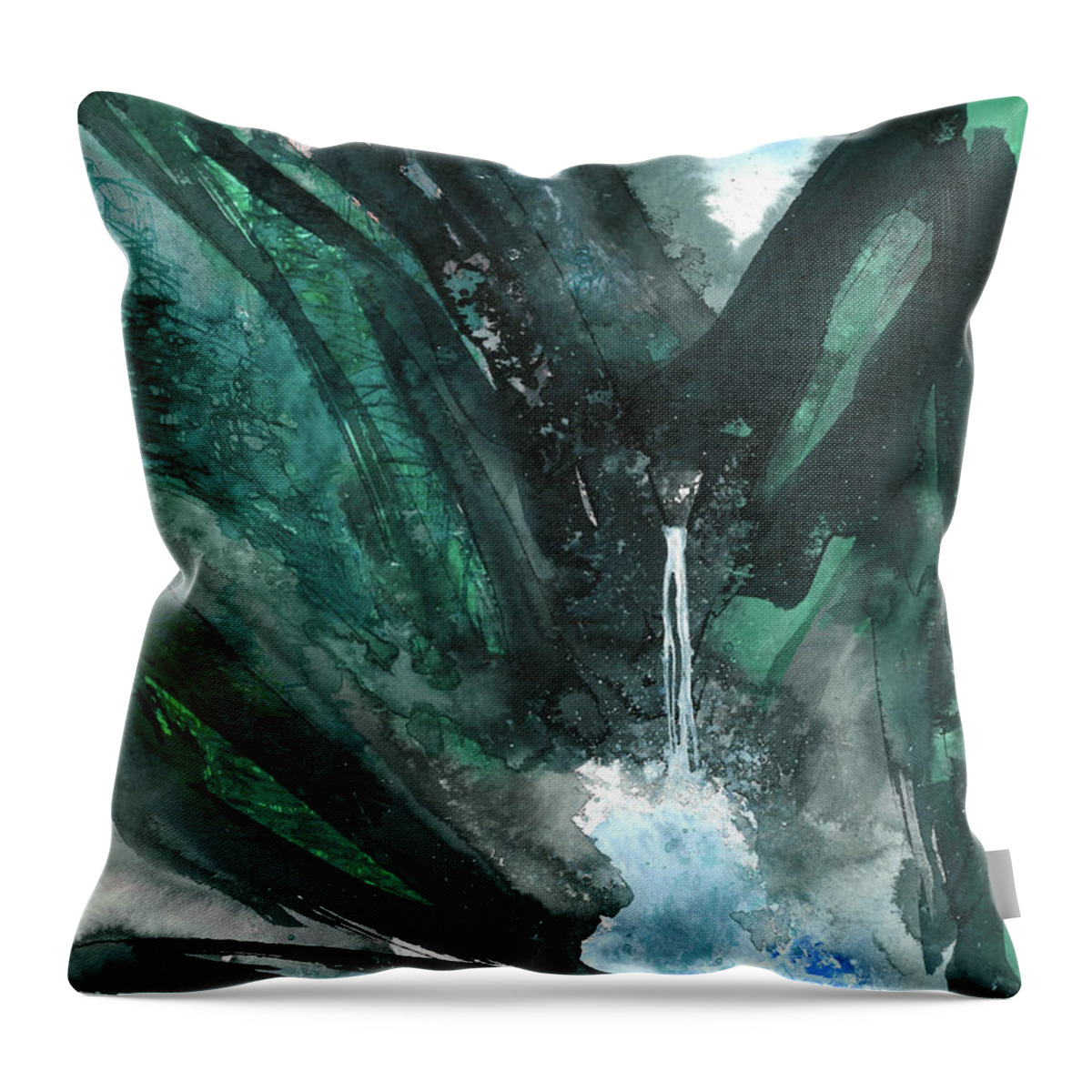 Rhodes Rumsey Throw Pillow featuring the painting Mountain Falls by Rhodes Rumsey