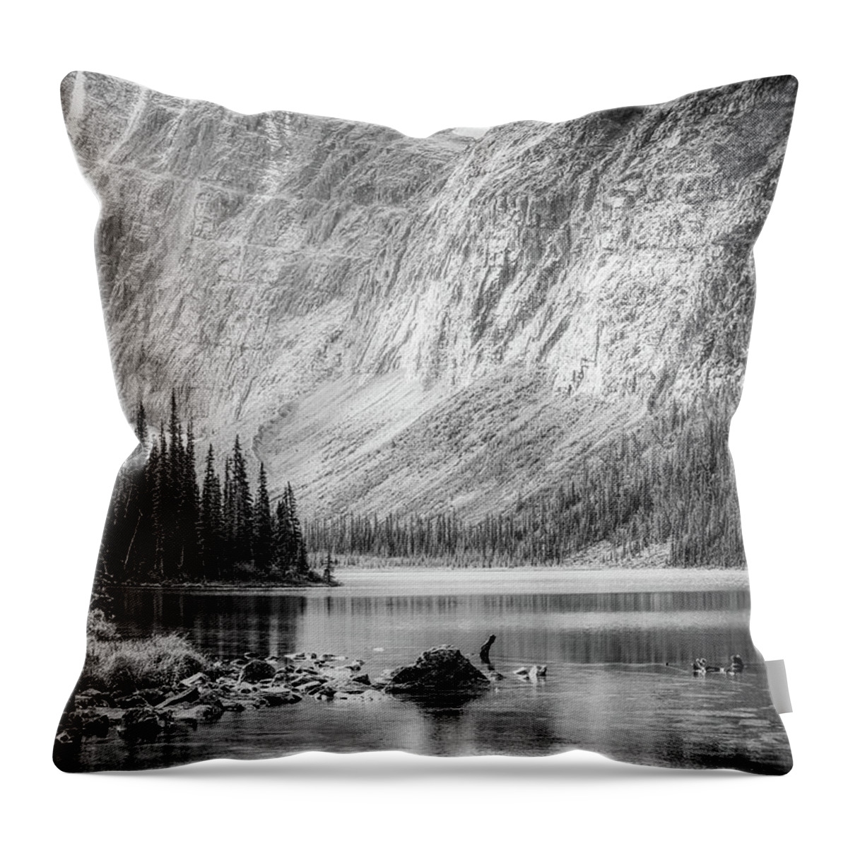 Mountain Lake Vertical Panorama Throw Pillow featuring the photograph Mountain Lake Vertical Panorama by Dan Sproul