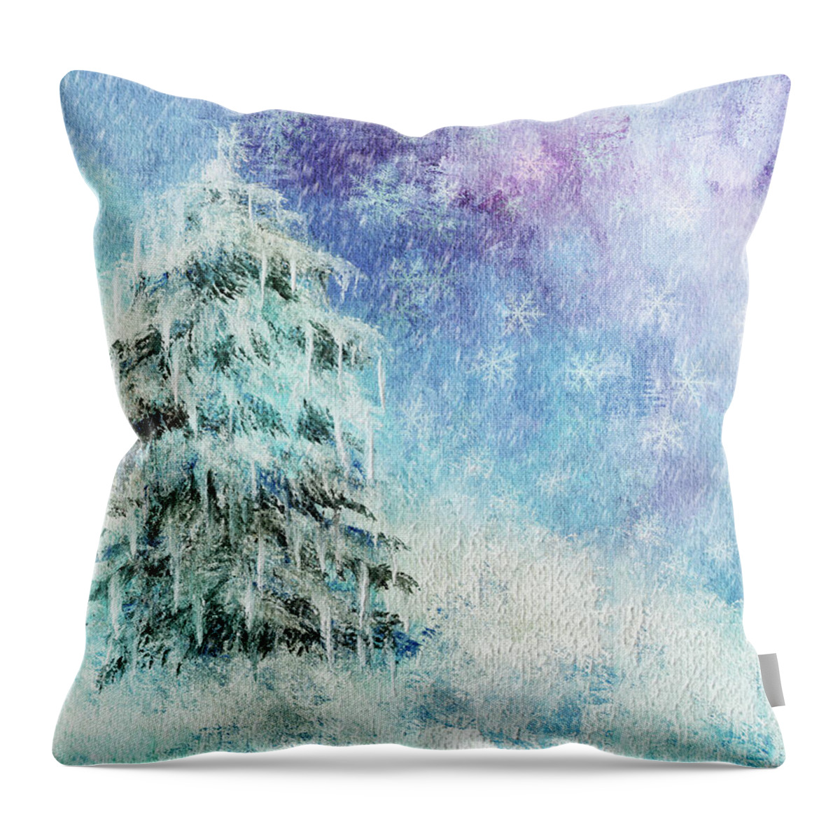 Snow Throw Pillow featuring the digital art Mountain Magic by Lois Bryan