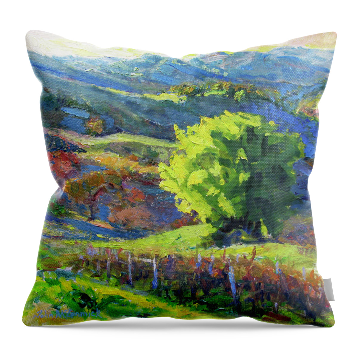 Oak Tree Throw Pillow featuring the painting Mountain Oak by John McCormick