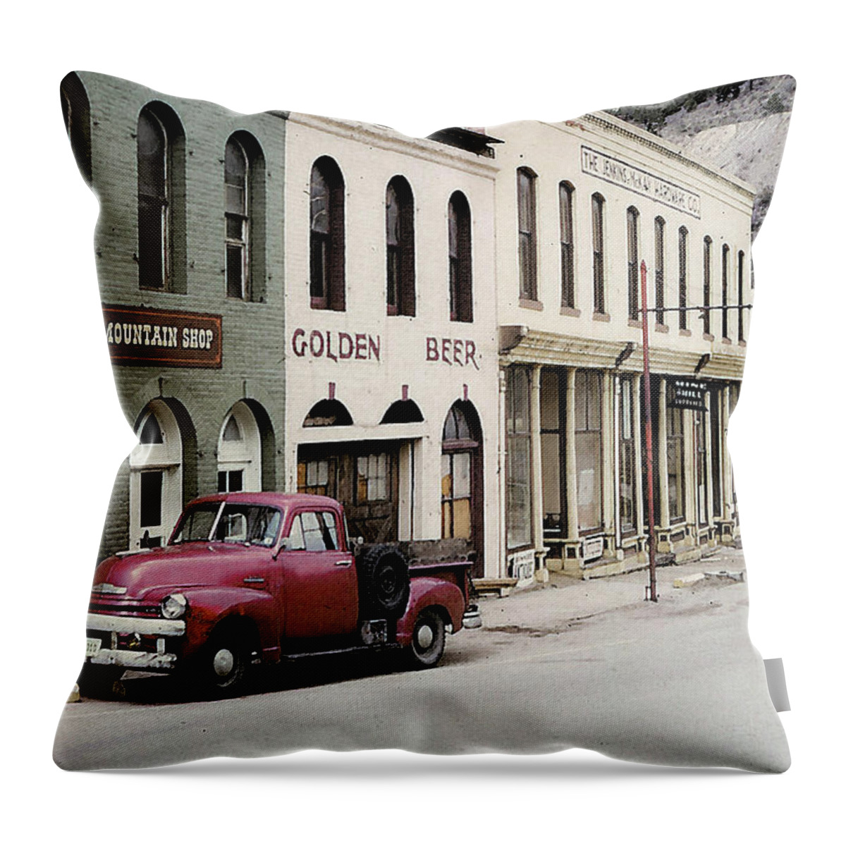 Old Truck Throw Pillow featuring the photograph Mountain Shop by Jim Mathis