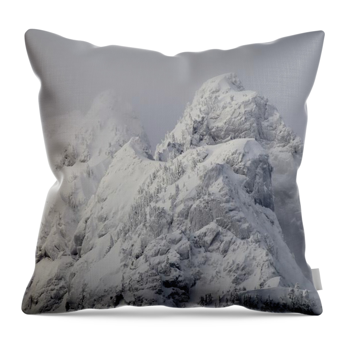 Mountain Throw Pillow featuring the photograph Mountain Snow Peak Blizzard by Ian McAdie