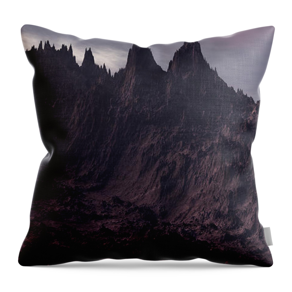 Lovecraft Throw Pillow featuring the digital art Mountains of Madness by Bernie Sirelson