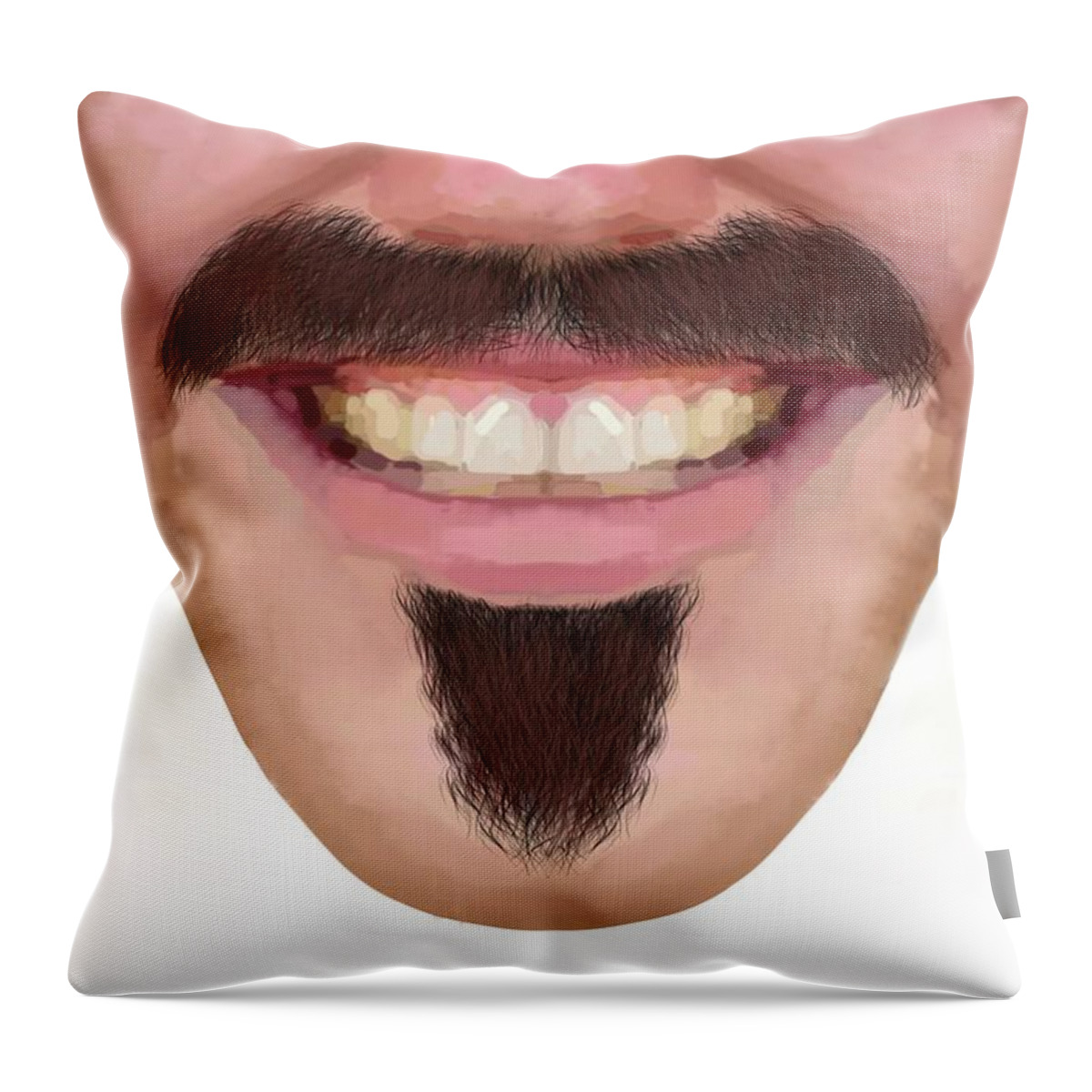 Face Throw Pillow featuring the drawing Moustache Soul Patch Facial Hair Male Novelty Face Mask by Joan Stratton