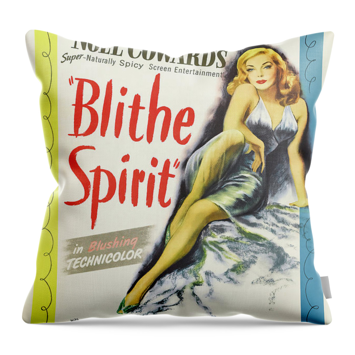 Blithe Throw Pillow featuring the mixed media Movie poster for ''Blithe Spirit'', 1945 by Movie World Posters