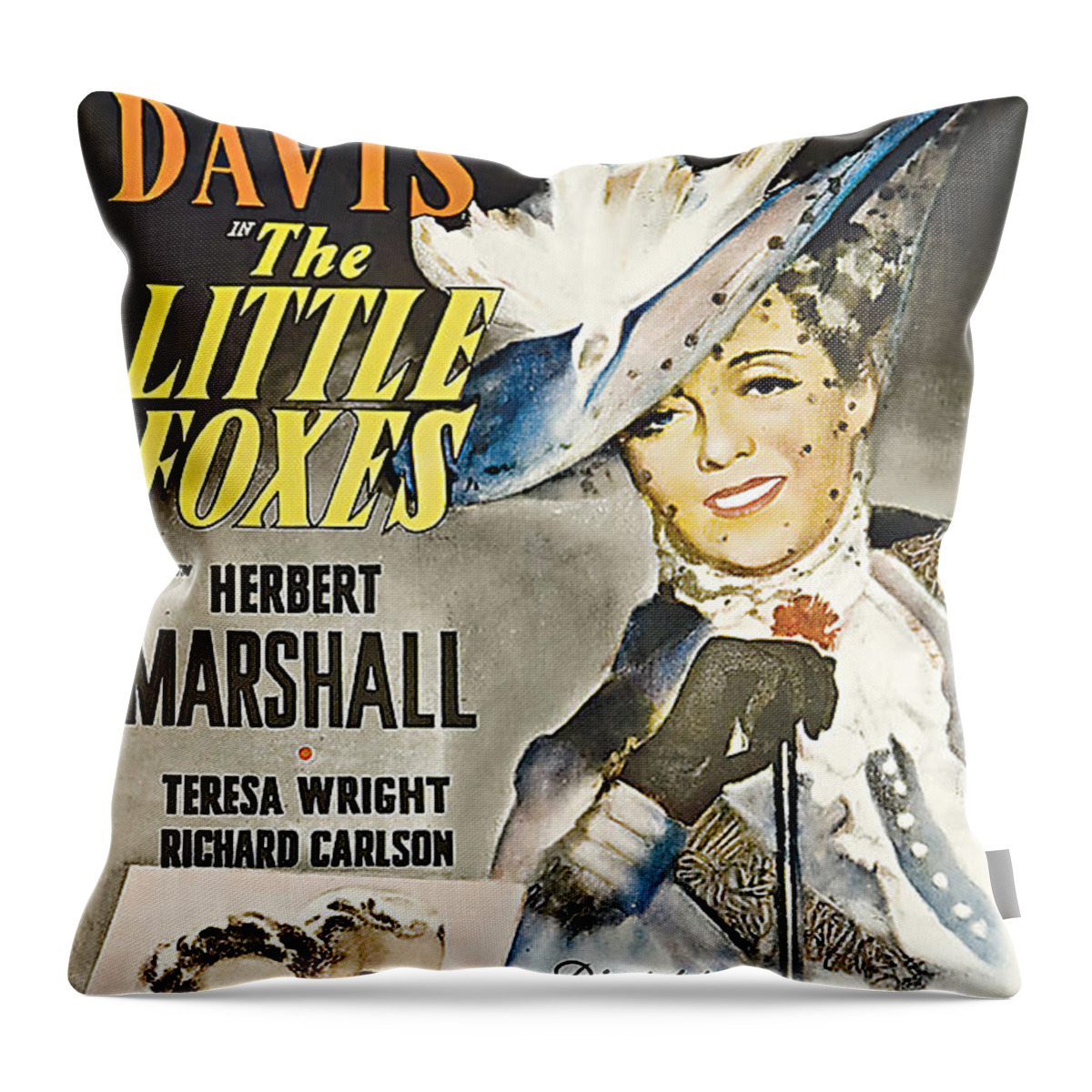 Little Throw Pillow featuring the mixed media Movie poster for ''The Little Foxes'', with Bette Davis, 1941 by Movie World Posters