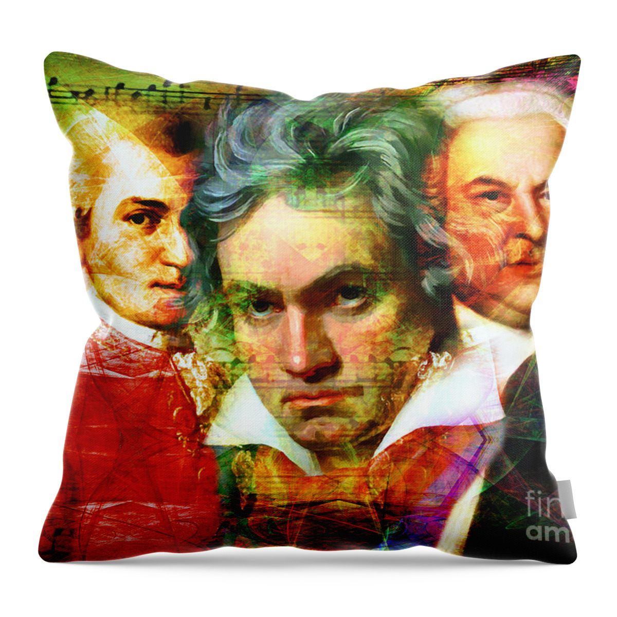 Wingsdomain Throw Pillow featuring the photograph Mozart Beethoven Bach 20140128 by Wingsdomain Art and Photography