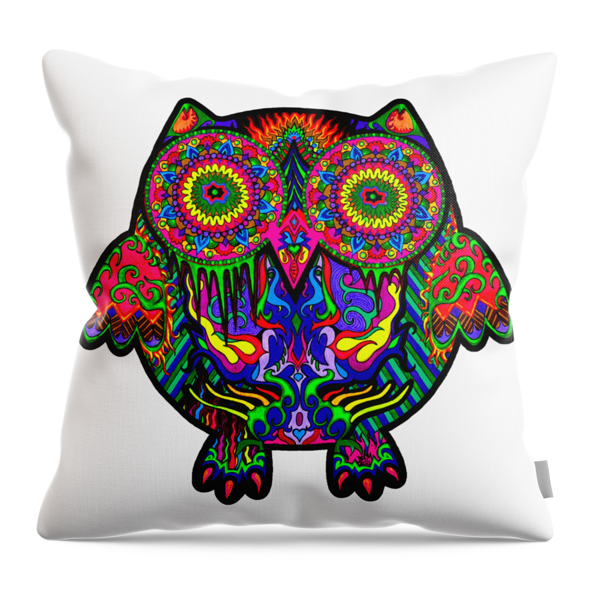 Owl Throw Pillow featuring the painting Ms I Am Meltiiing by Baruska A Michalcikova
