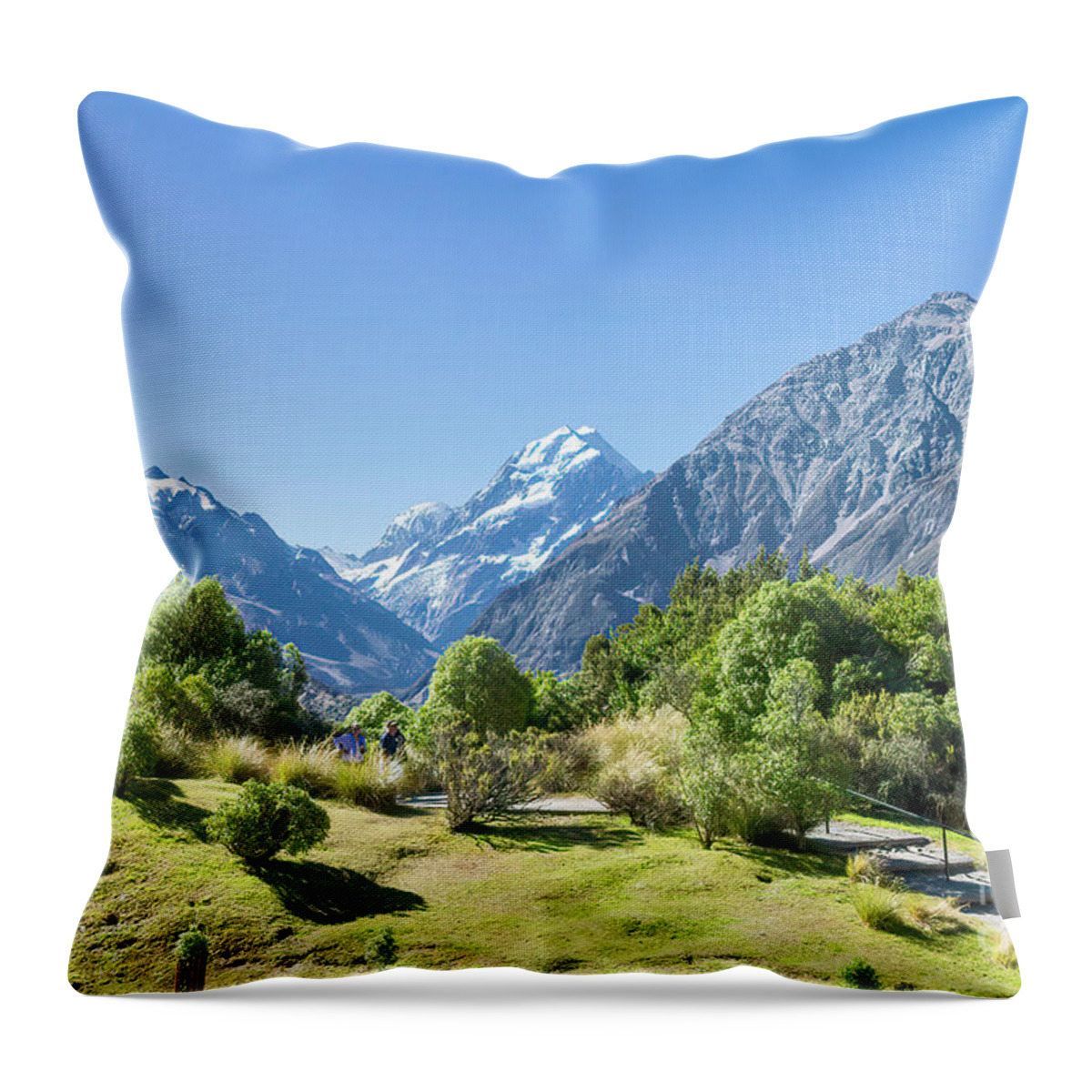 New Zealand Throw Pillow featuring the photograph Mt. Cook from the Aoraki National Park, New Zealand #5 by Elaine Teague