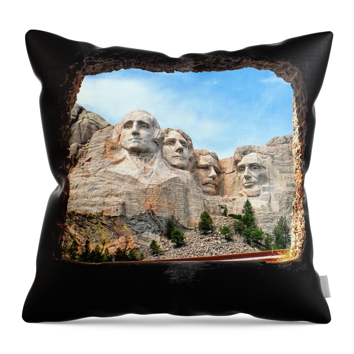 David Lawson Photography Throw Pillow featuring the photograph Mt Rushmore Tunnel by David Lawson